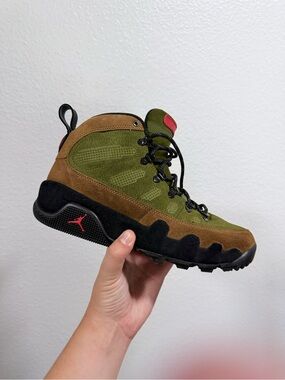 Jordan Retro 9 Olive Green and Brown Suede Hiker